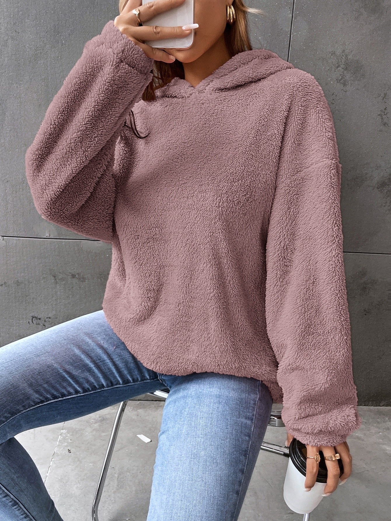 Women’s Hooded Sweatshirt – Fleece – Cropped – Relaxed Fit – Long Sleeve Casual