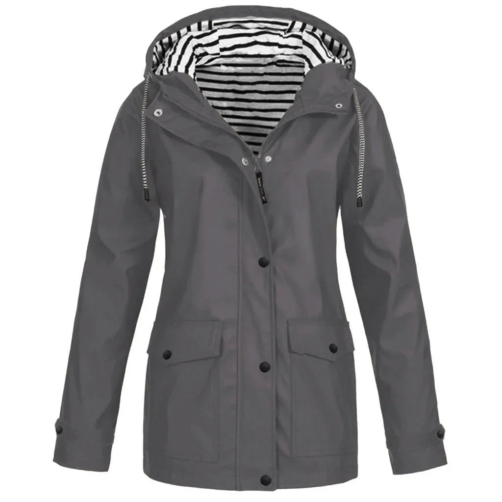 Men’s Outdoor Jacket – Waterproof – Regular Fit – Hooded – Button Cuffs – Flap Pockets