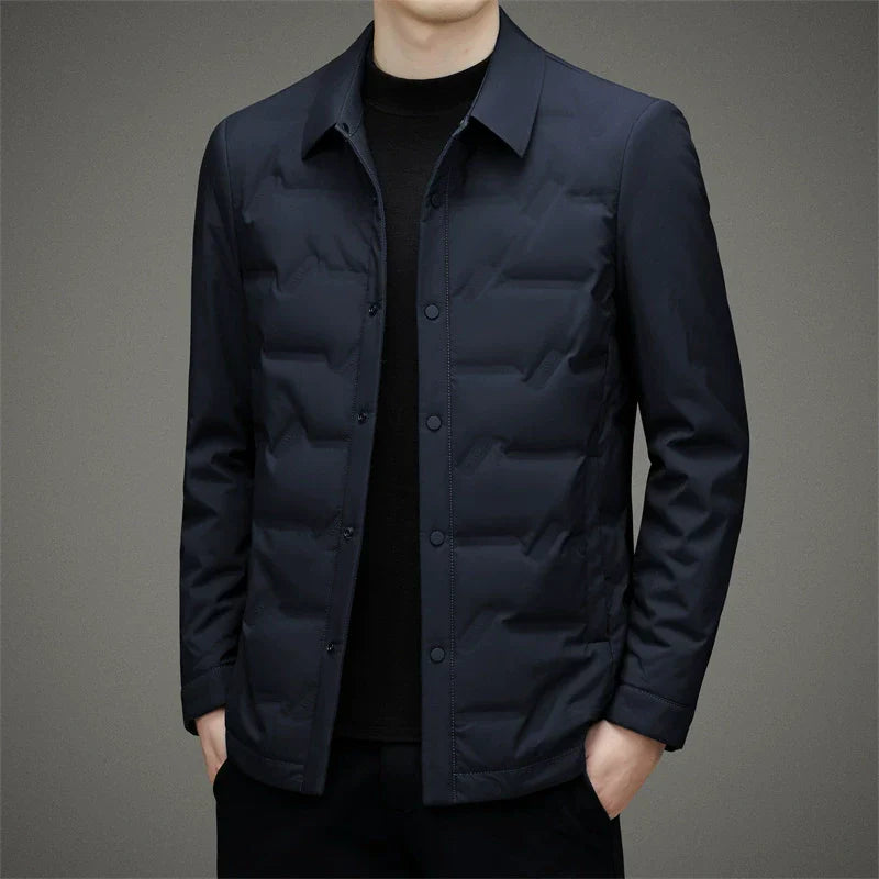 Men’s Down Jacket – Slim Fit – Insulated – Button-Up Quilted Design