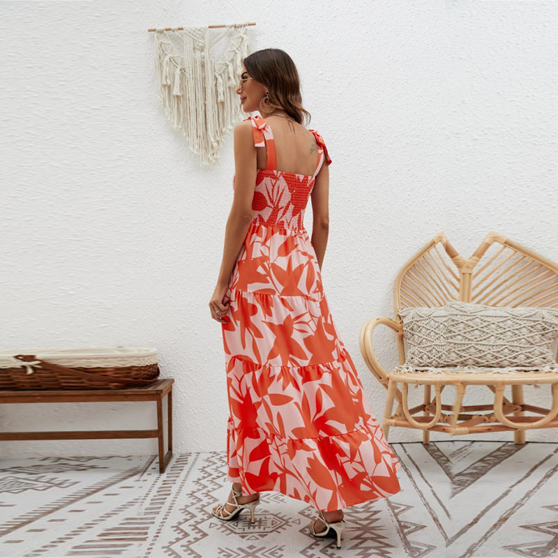 Kay | Women's Maxi Dress – Lightweight Cotton – Fitted Bodice – Adjustable Straps – Layered Skirt