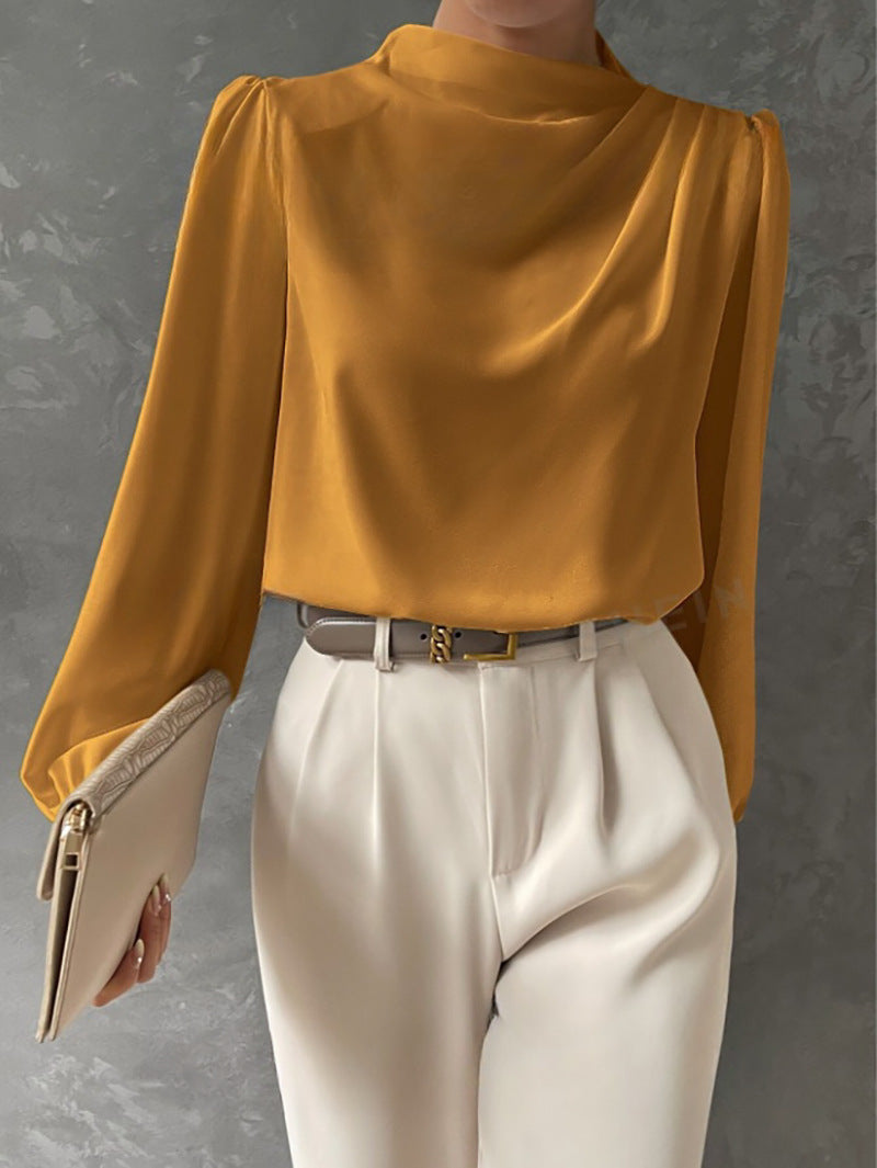 Hera | Women’s Elegant Blouse – Relaxed Fit – High Neck Long Sleeve Top