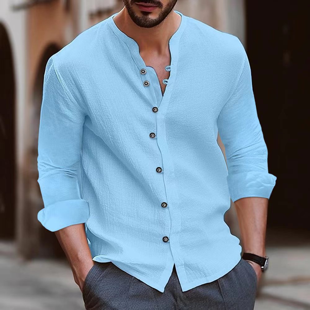 Waylon | Men’s Long Sleeve Shirt - Cotton Blend - Relaxed Fit