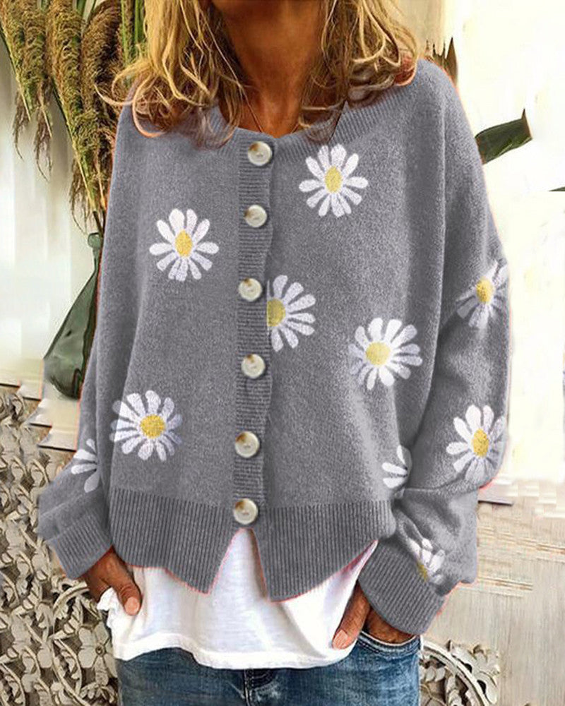 Clara | Women's cardigan with daisy design