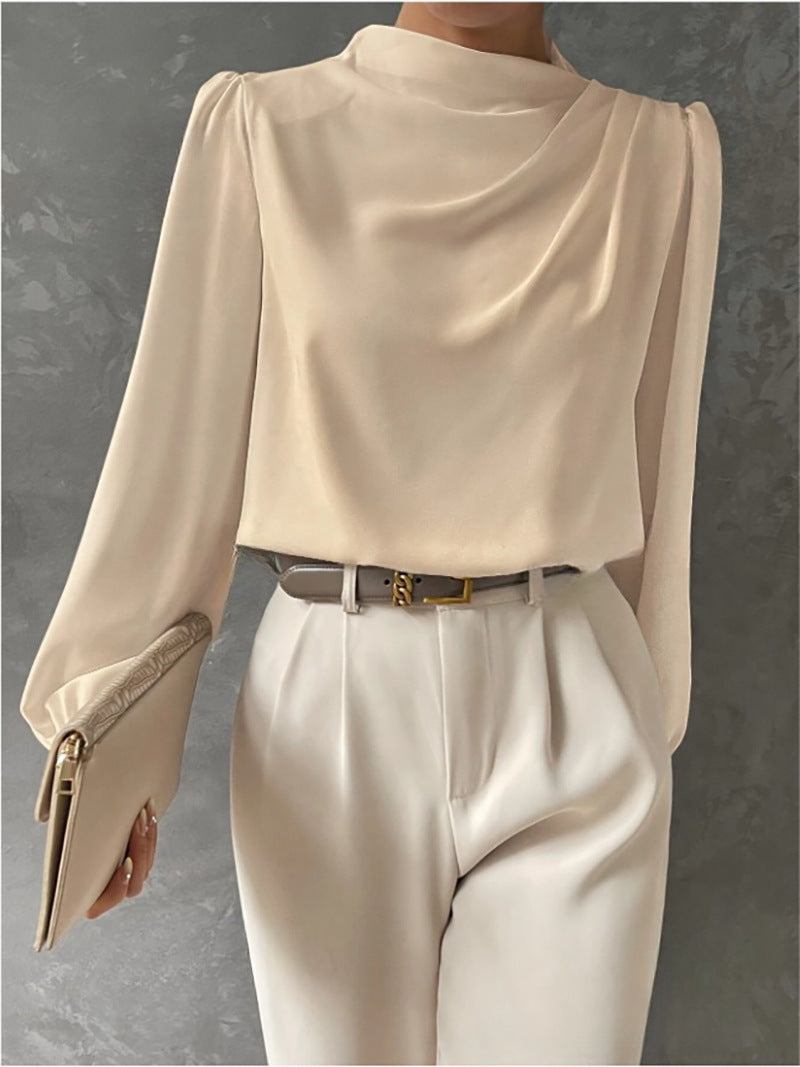 Hera | Women’s Elegant Blouse – Relaxed Fit – High Neck Long Sleeve Top