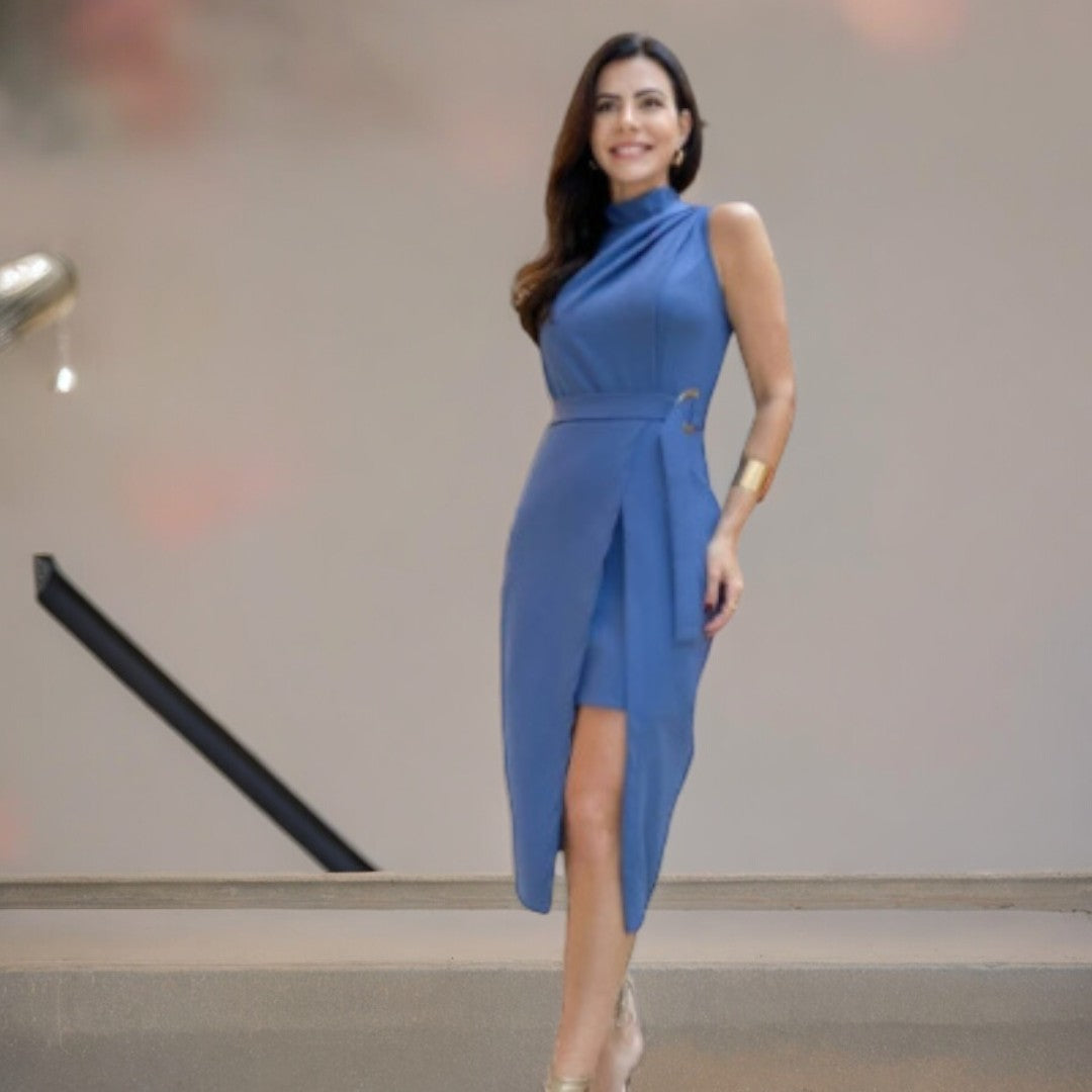 Cecilia® | Sleeveless pleated dress with high waist