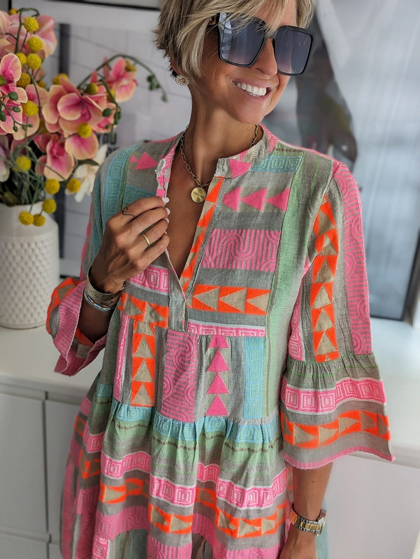 Aurora® | Lucía bohemian dress with ethnic print