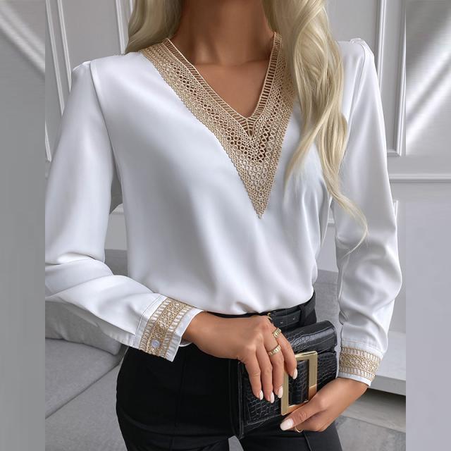 Cristina® | Women'S Blouse With Elegant Lace And V-Neck