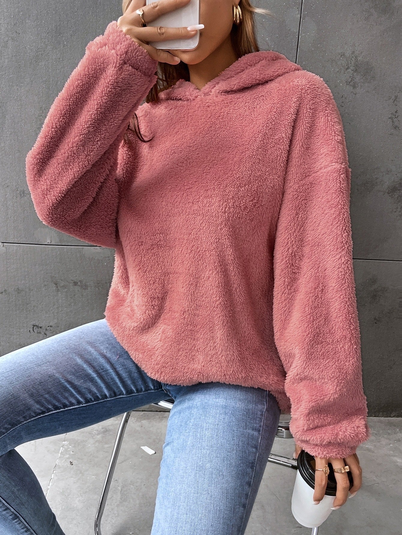 Women’s Hooded Sweatshirt – Fleece – Cropped – Relaxed Fit – Long Sleeve Casual