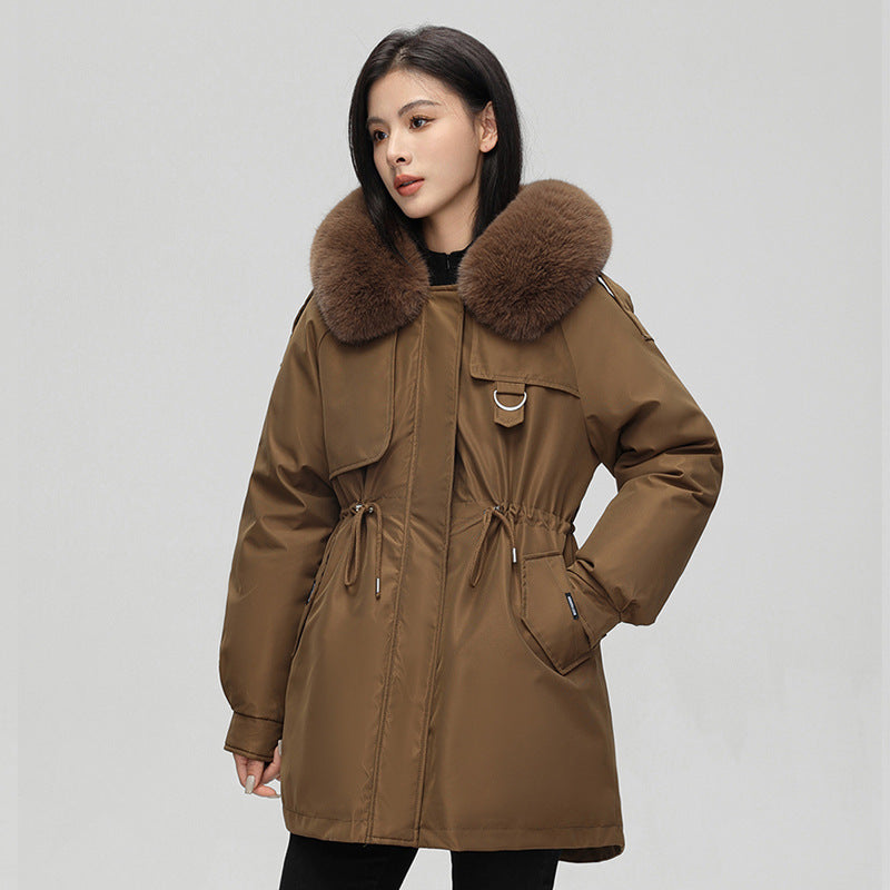 Women’s Parka Jacket – Oversized Fit – Faux Fur Hood – Mid Length – Weather Resistant