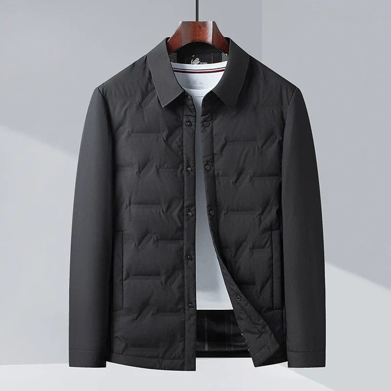 Men’s Down Jacket – Slim Fit – Insulated – Button-Up Quilted Design
