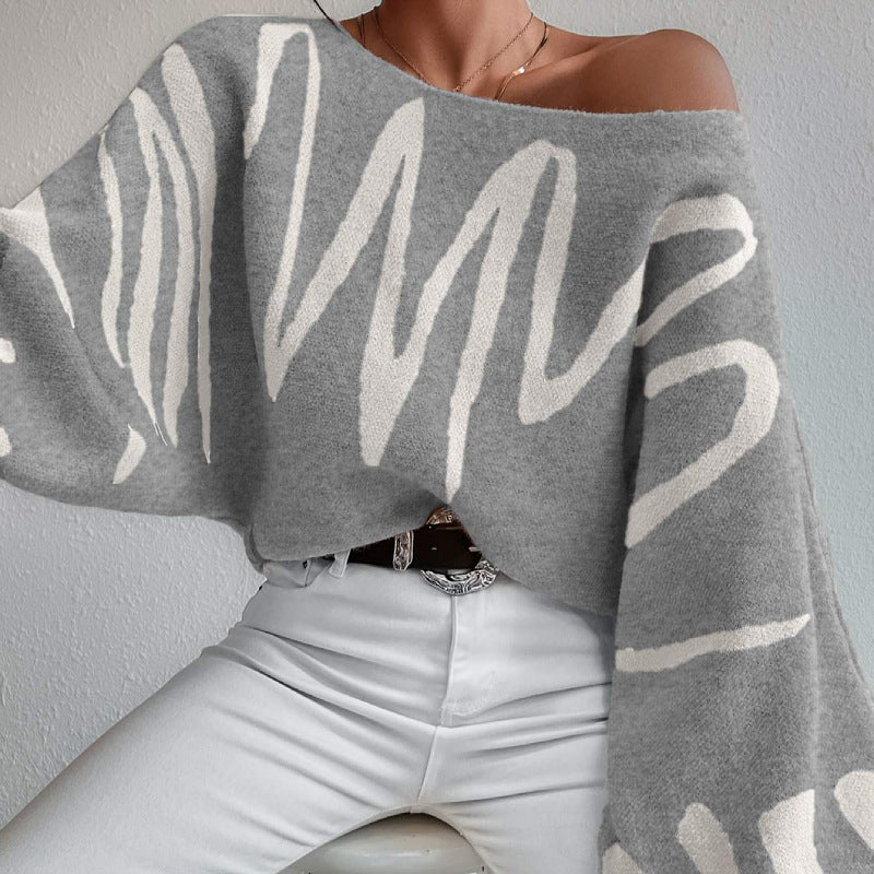 Basilisa | Oversized knitted sweater with a wave pattern