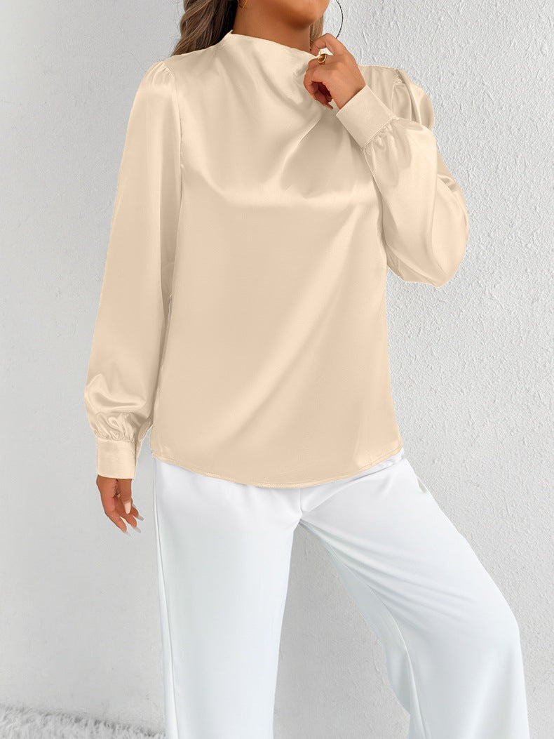 Angelica | Elegant Women’s Blouse – Relaxed Fit, High Neck, Long Sleeve