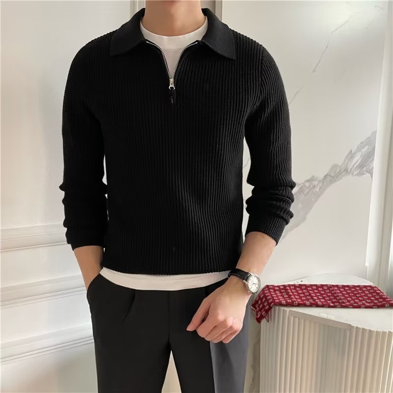 Hank | Men's Zip Up Polo Sweater
