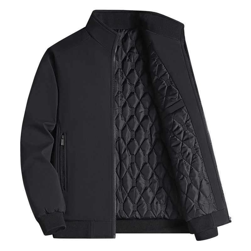 Men’s Quilted Jacket – Diamond Pattern – Regular Fit – Insulated Hip Length Outerwear