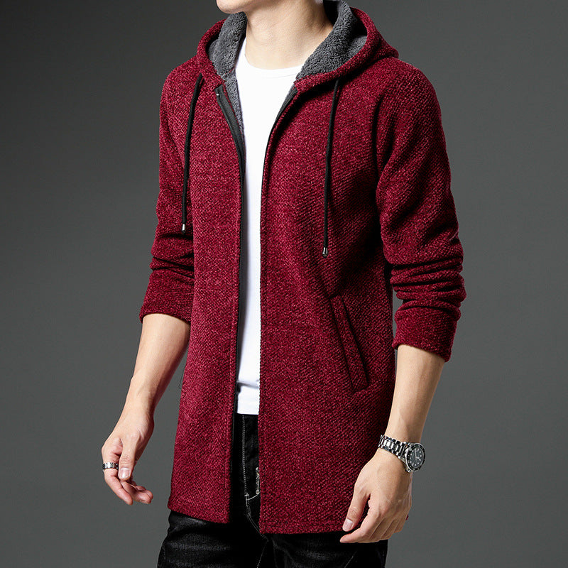 Men’s Windbreaker Sweater – Relaxed Fit – Hooded – Zipper Front – Warm Lining