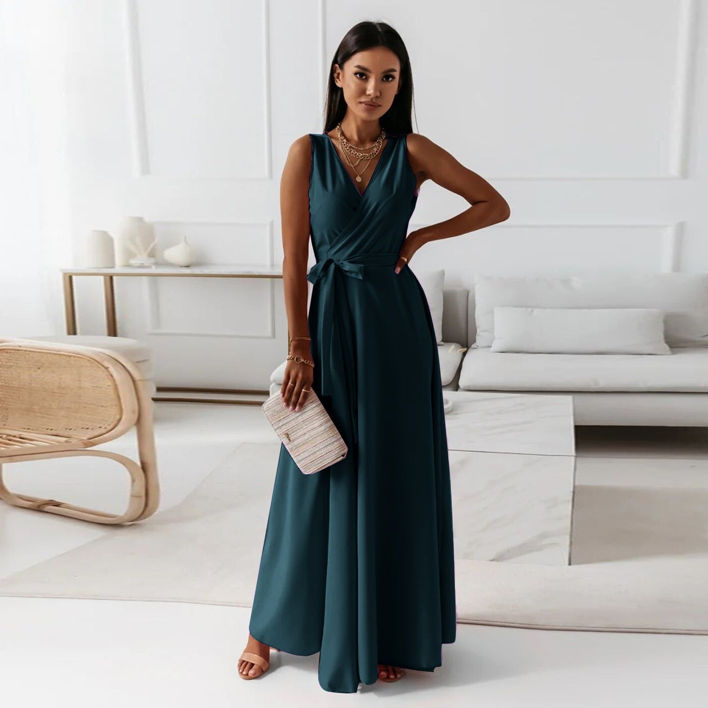 Anita® | Women'S Solid V-Neck Long Dress