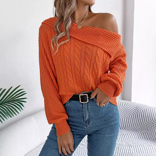 Cecilia | Cozy knitted sweater with an off-the-shoulder design