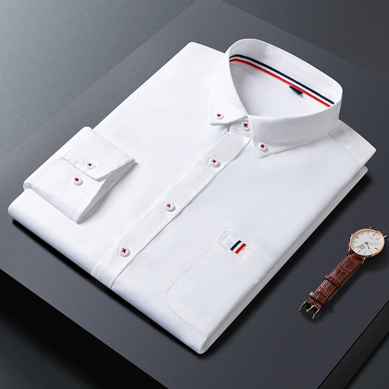 Men’s Long Sleeve Shirt – Slim Fit – Cotton Blend – Pointed Collar – Chest Pocket
