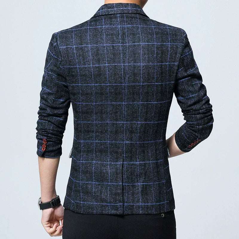 Men’s Blazer – Wool Blend – Modern Fit – Large Plaid – Single-Breasted Notch Lapel