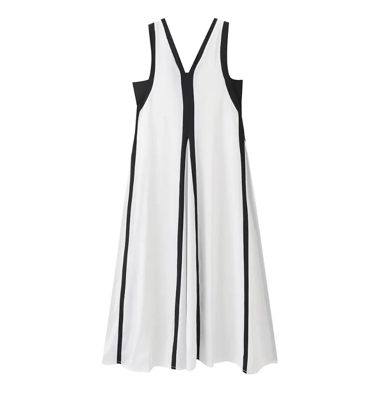 Alicia® | Two-tone long dress with V-neck