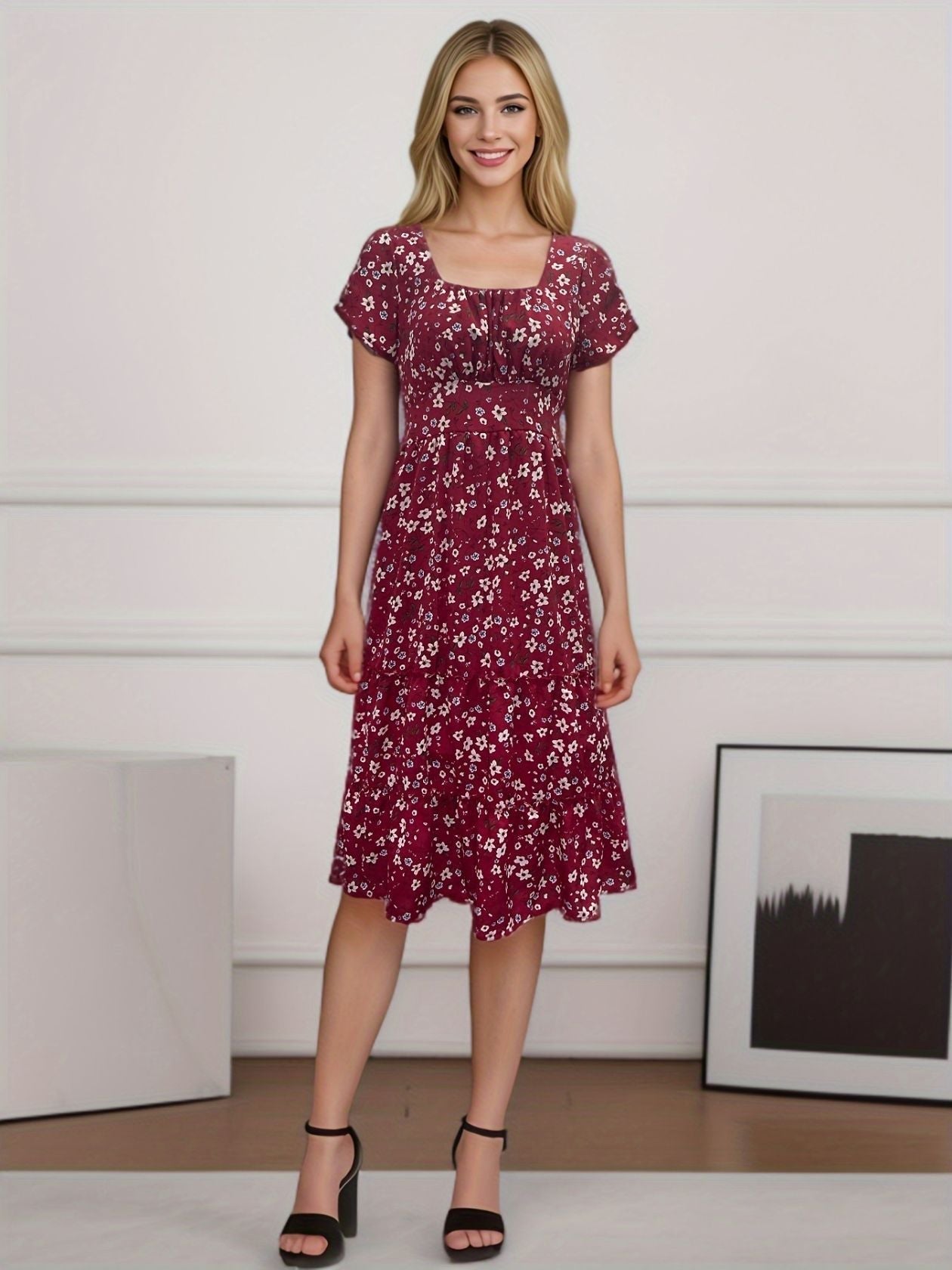 Cecilia® | Women'S Floral Pleated Maxi Dress