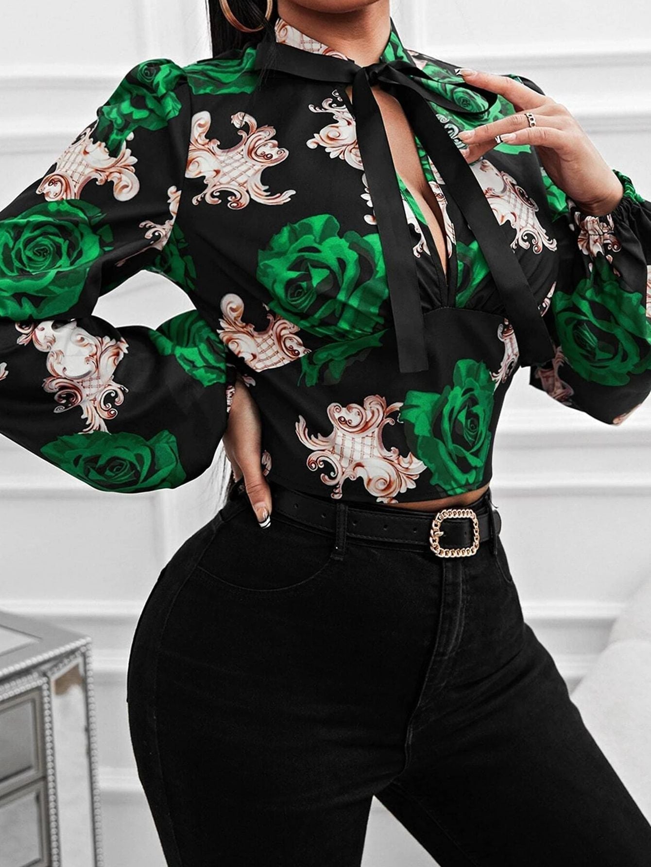 Edith® | Women'S Blouse With Floral Design And Elegant Button Placket