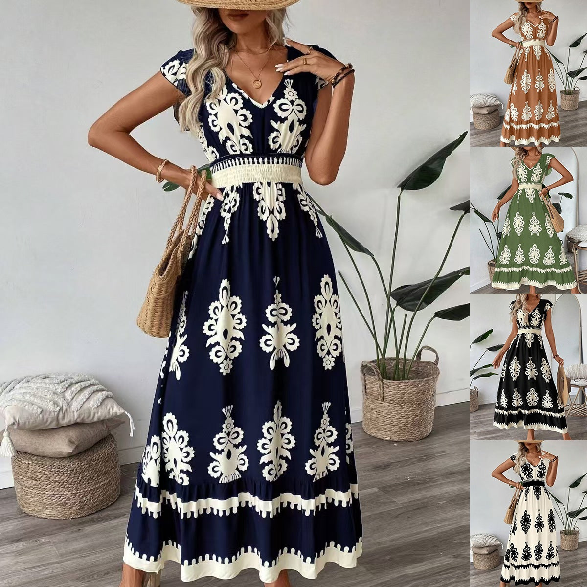 Aurora® | Women'S Embroidered V-Neck Maxi Dress