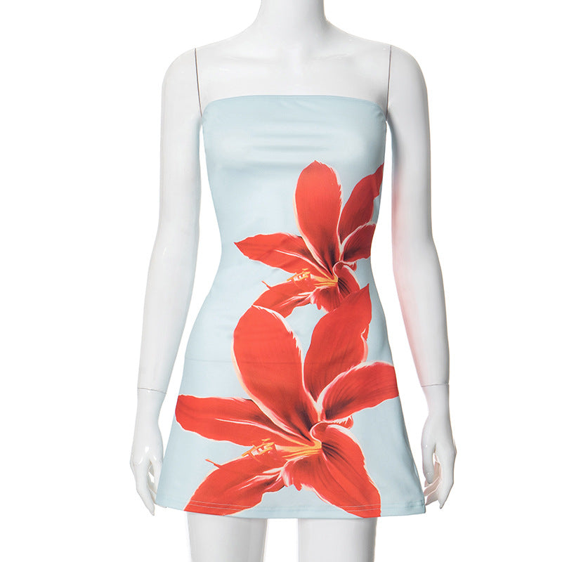 Claudia® | Women'S Bandeau Mini Dress With Floral Print And Figure-Hugging Cut