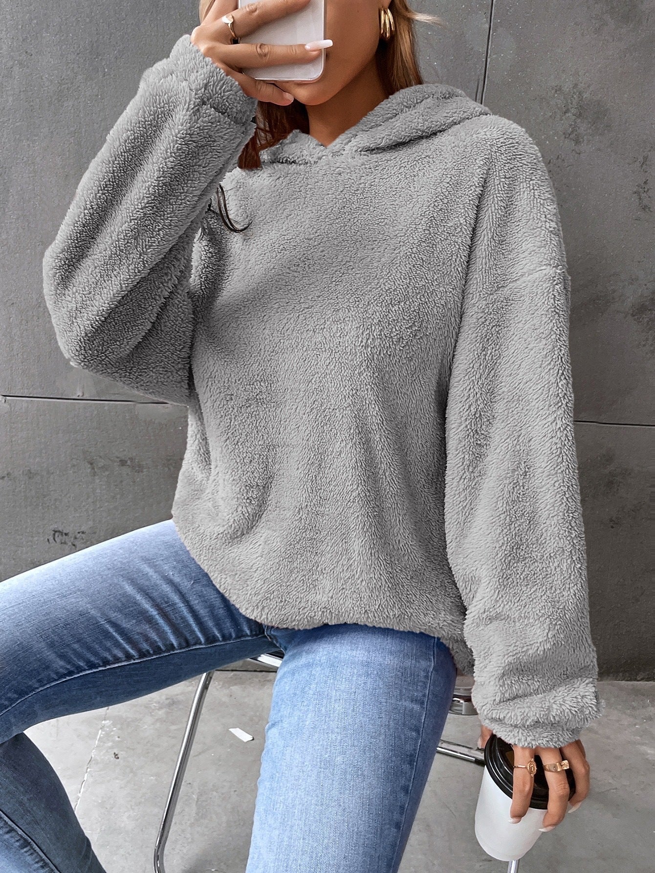 Women’s Hooded Sweatshirt – Fleece – Cropped – Relaxed Fit – Long Sleeve Casual