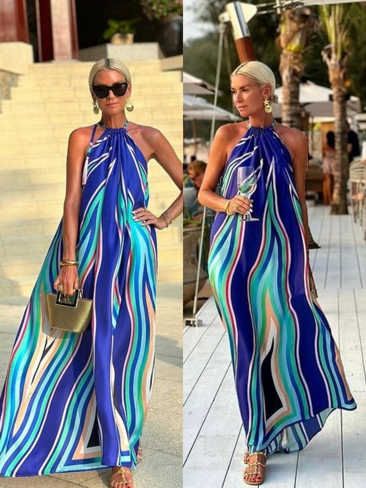 Kristen | Elegant Halter Maxi Dress for Summer