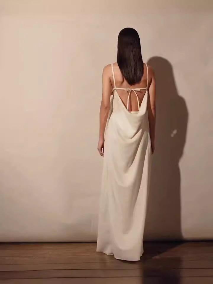 Elisa® | Light blue maxi dress with a V-neck and a high floral slit