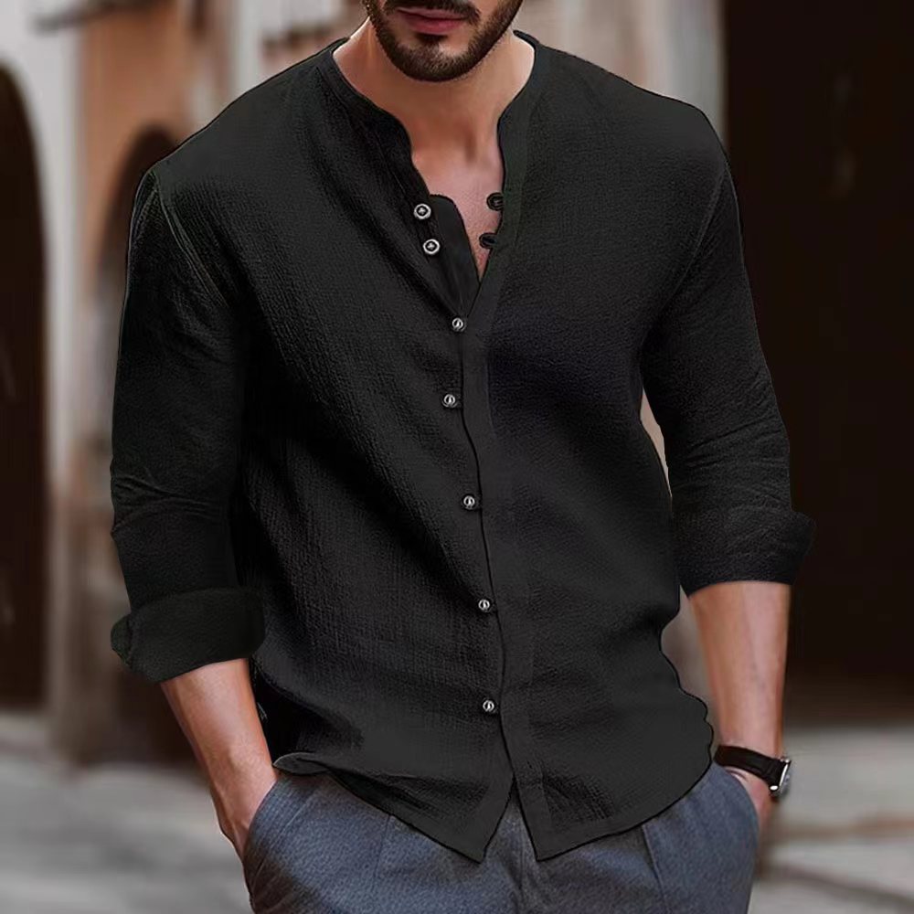 Waylon | Men’s Long Sleeve Shirt - Cotton Blend - Relaxed Fit