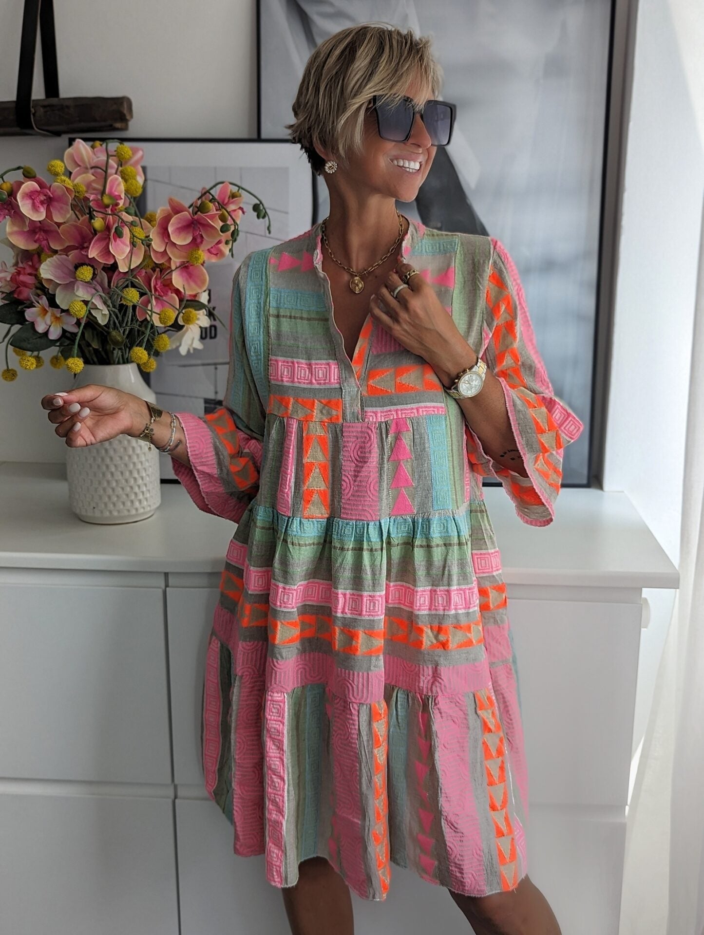Aurora® | Lucía bohemian dress with ethnic print