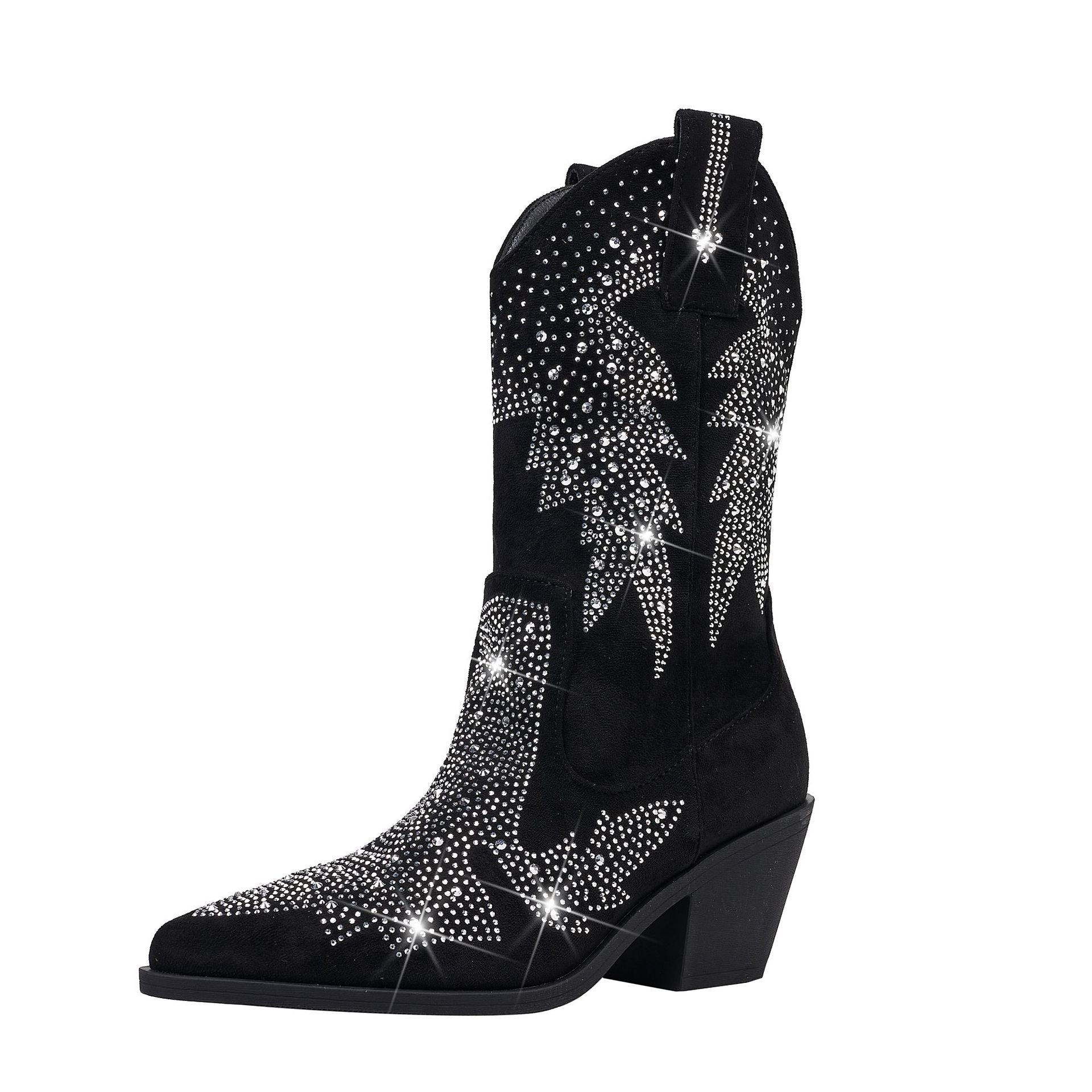 Yvette | Women's Rhinestone Mid Calf Cowboy Boots
