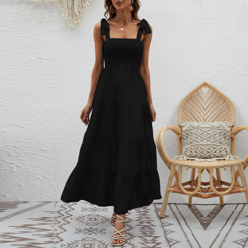 Kay | Women's Maxi Dress – Lightweight Cotton – Fitted Bodice – Adjustable Straps – Layered Skirt