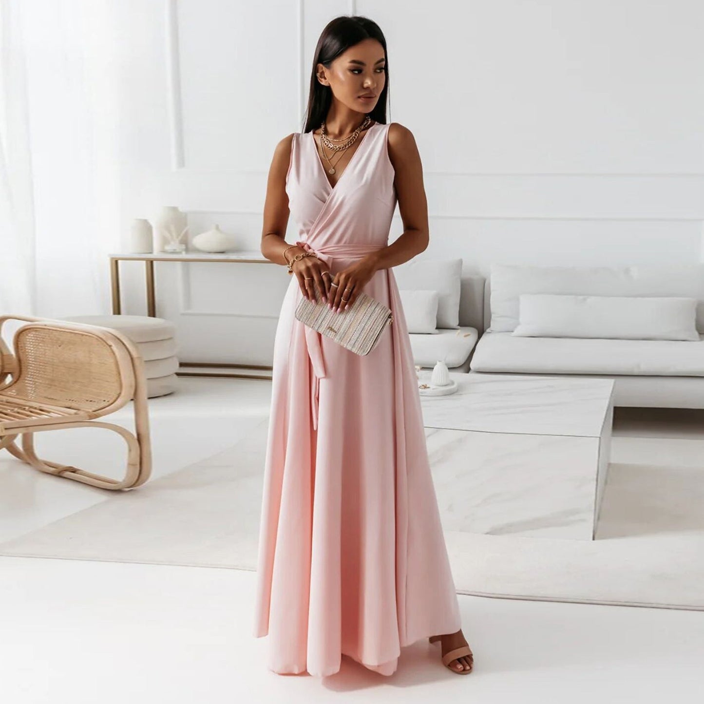 Anita® | Women'S Solid V-Neck Long Dress