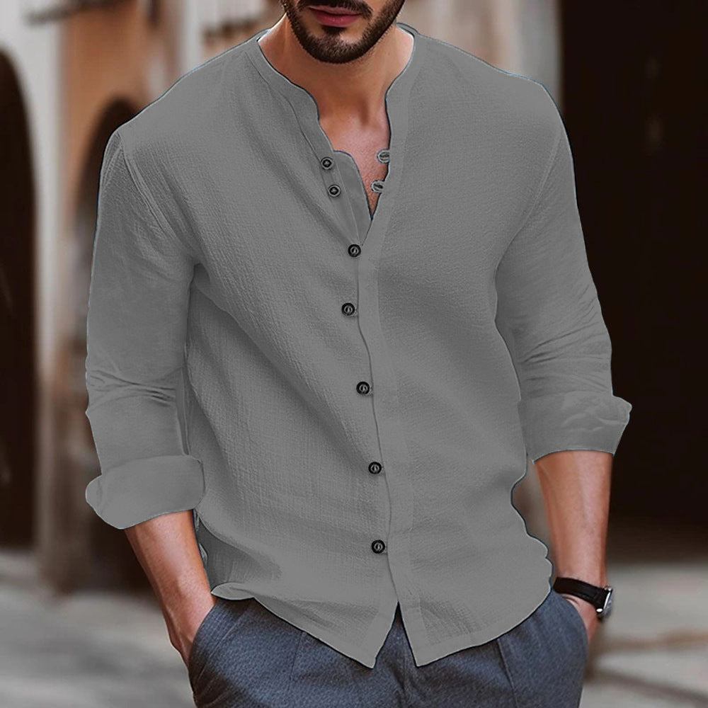Waylon | Men’s Long Sleeve Shirt - Cotton Blend - Relaxed Fit