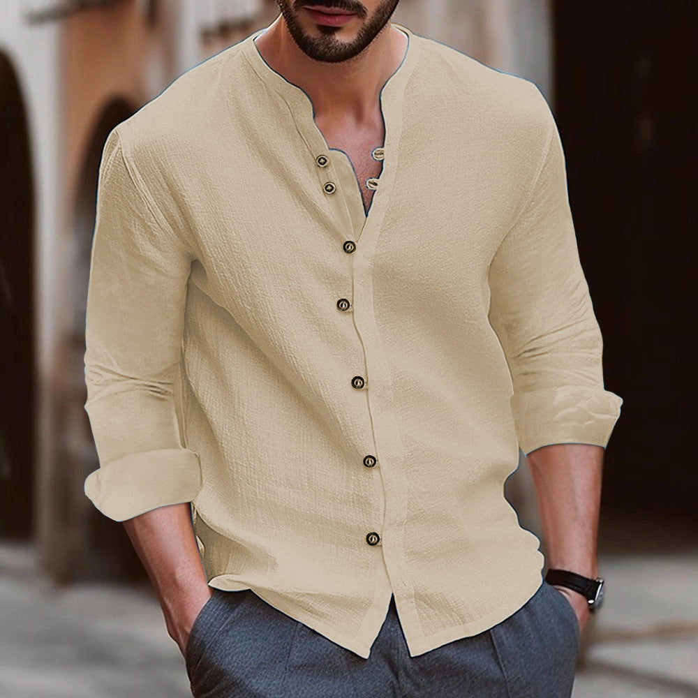 Waylon | Men’s Long Sleeve Shirt - Cotton Blend - Relaxed Fit