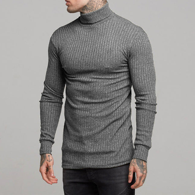 Men’s Turtleneck Sweater – Slim Fit – Ribbed Knit – Long Sleeve – Soft Cotton Blend