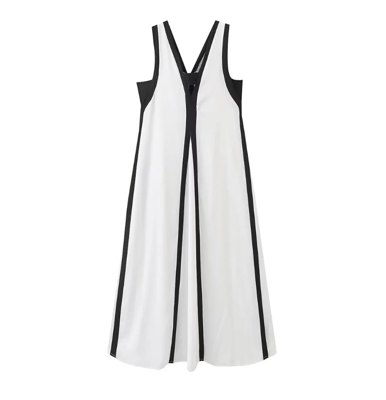 Caroline® | Two-tone long dress with V-neck