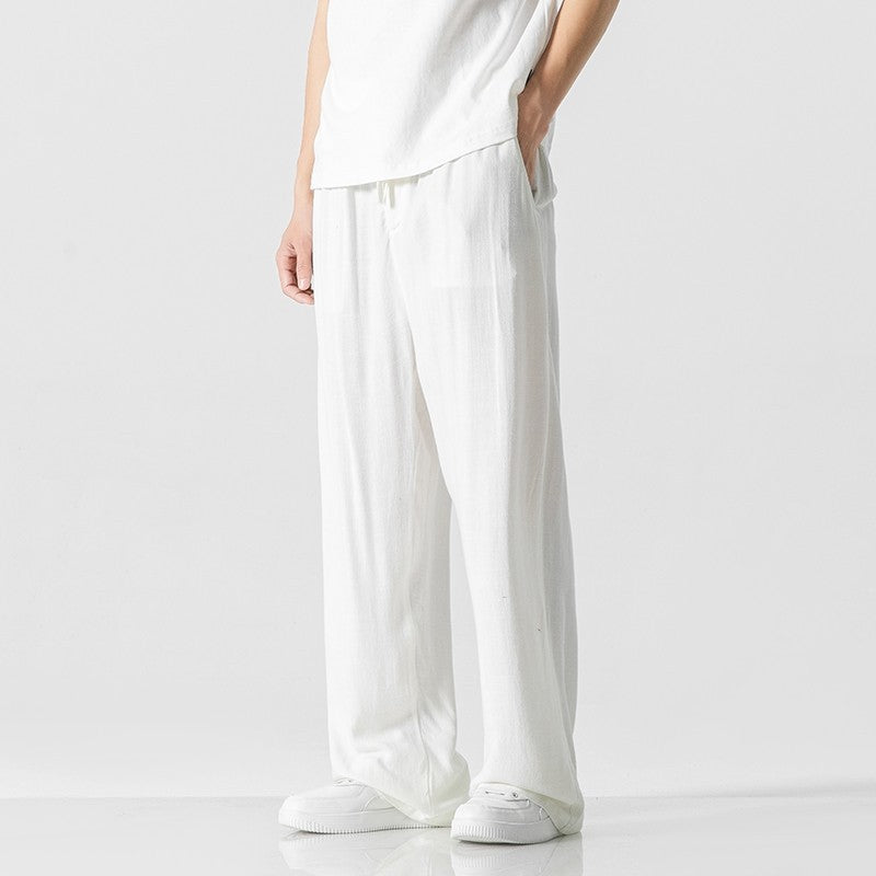Jeffrey | Men’s Casual Trousers – Loose Fit – Full Length – Comfortable Drawstring Waist