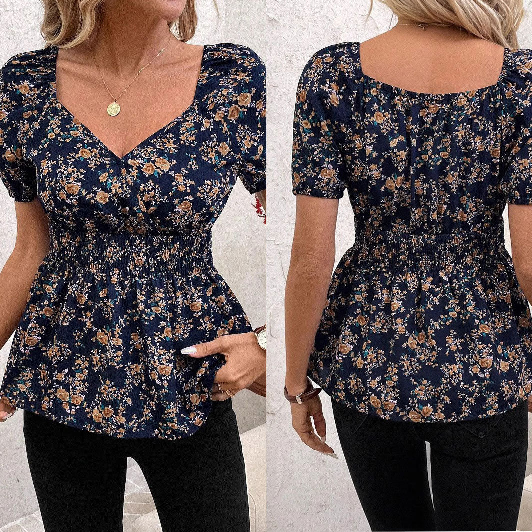 Dominique® | Women'S Blouse With Floral Design And Elastic Waistband