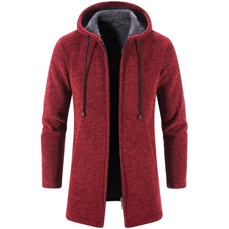 Men’s Cardigan Jacket – Chenille Knit – Hooded – Zip-Up – Relaxed Fit Casual Layer