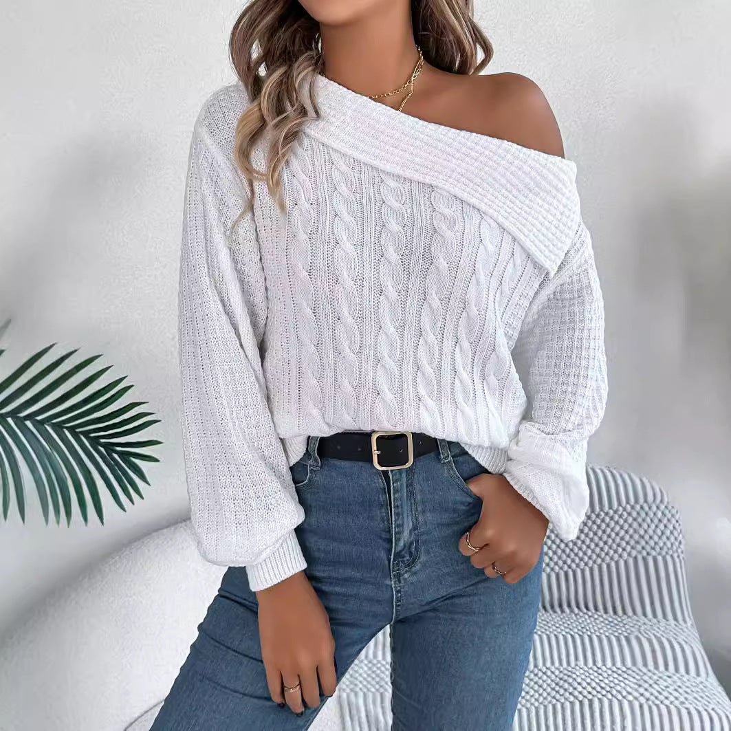 Diana® | One shoulder cable knit sweater