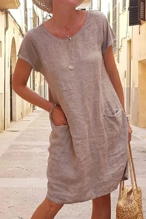 Berenice® | Elena linen casual dress with pockets