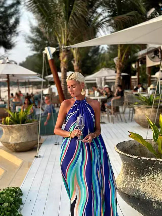 Kristen | Elegant Halter Maxi Dress for Summer