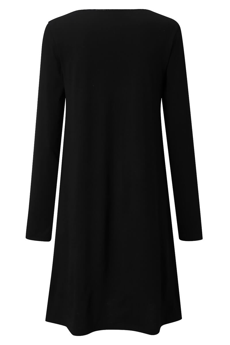 Diana® | Long sleeve V-neck dress with scalloped hem