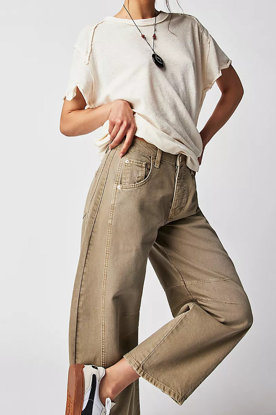 Women’s Jeans – Wide Leg – Loose Fit – Mid-Low Waist – Full Length Denim Casual