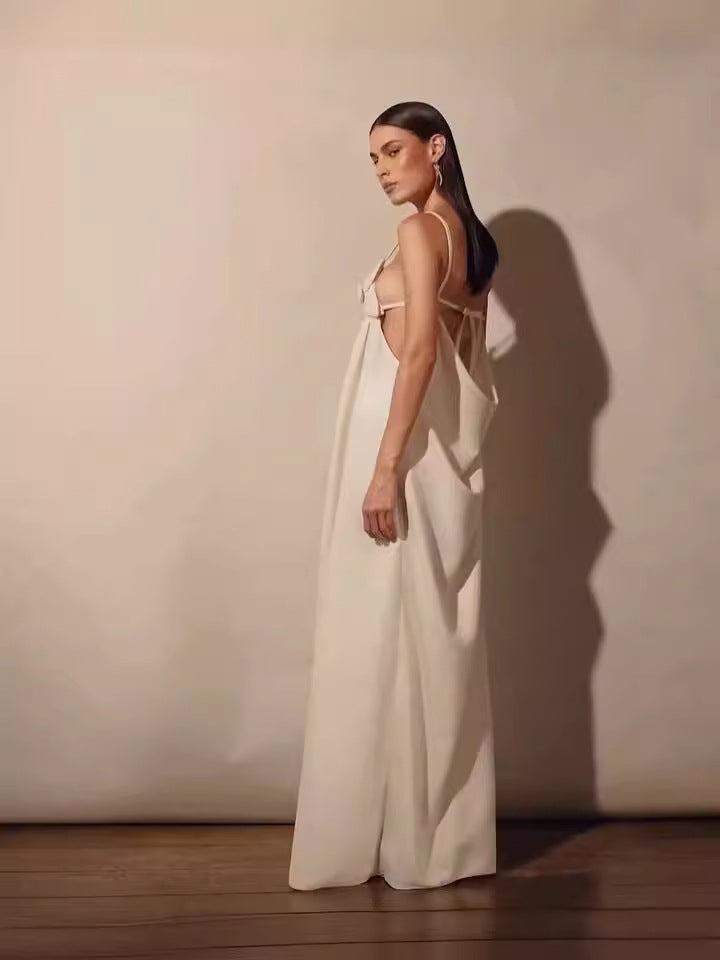 Elisa® | Light blue maxi dress with a V-neck and a high floral slit