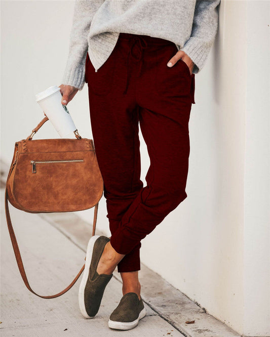 Women’s Jogger Pants – Relaxed Fit – Cotton Blend – Elastic Waist – Tapered Ankle – Pockets